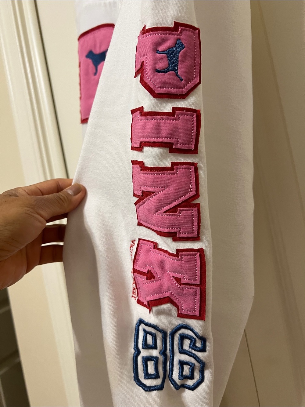Pink P Logo White Jogger Sweatpants size S- - Picture 3 of 6